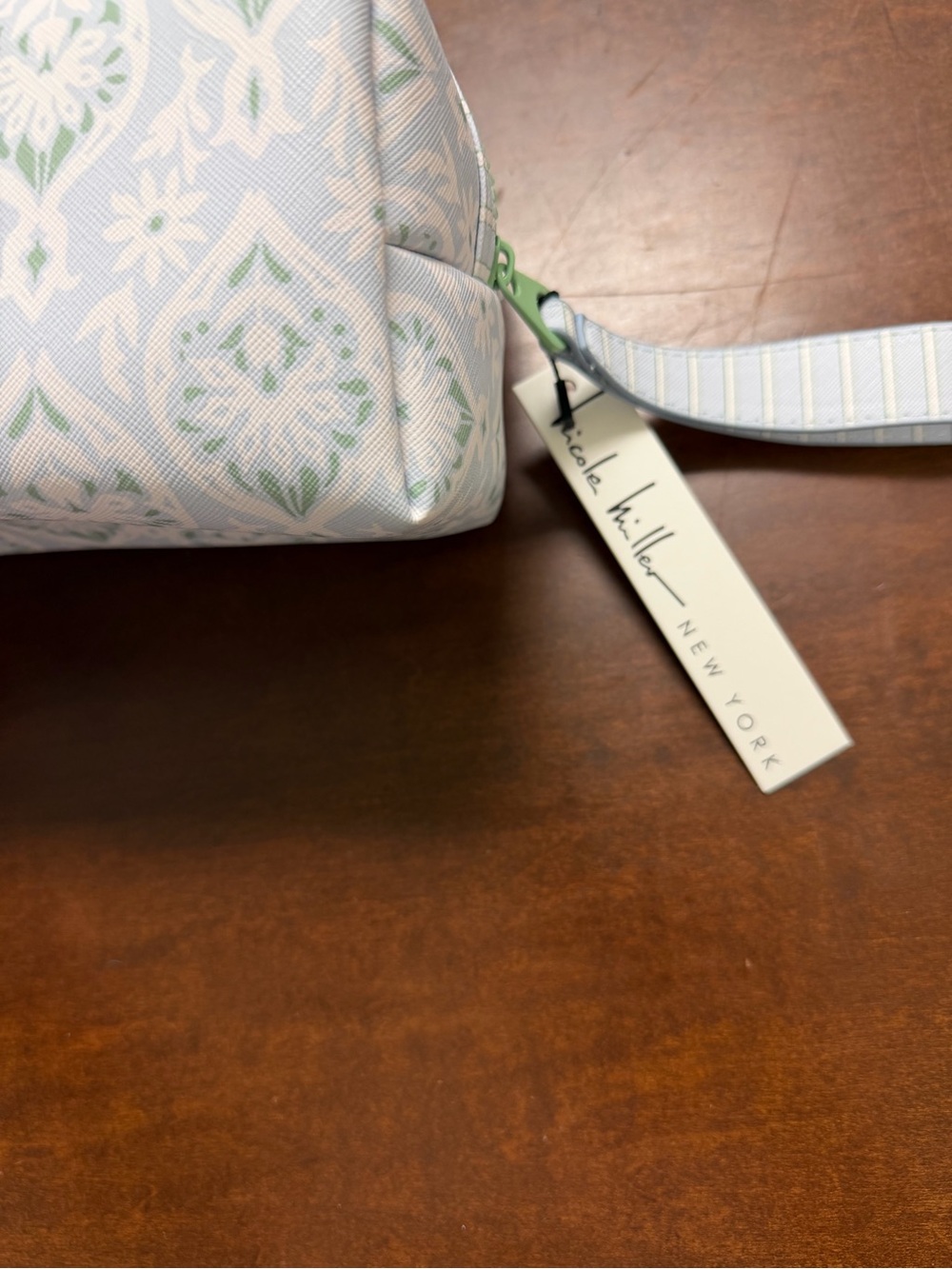 Nicole Miller Powder Blue and Mint Patterned Cosmetic Pouch - Picture 4 of 6
